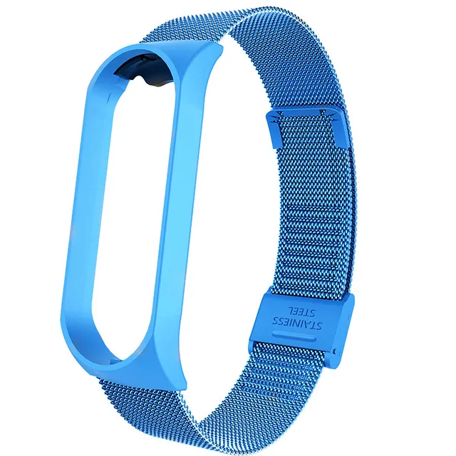 Strap For Xiaomi Mi Band 6 4 5 Wrist Metal Bracelet Screwless Stainless Steel MIband for Mi Band 4 3 5 Strap Wristbands Pulseira blue