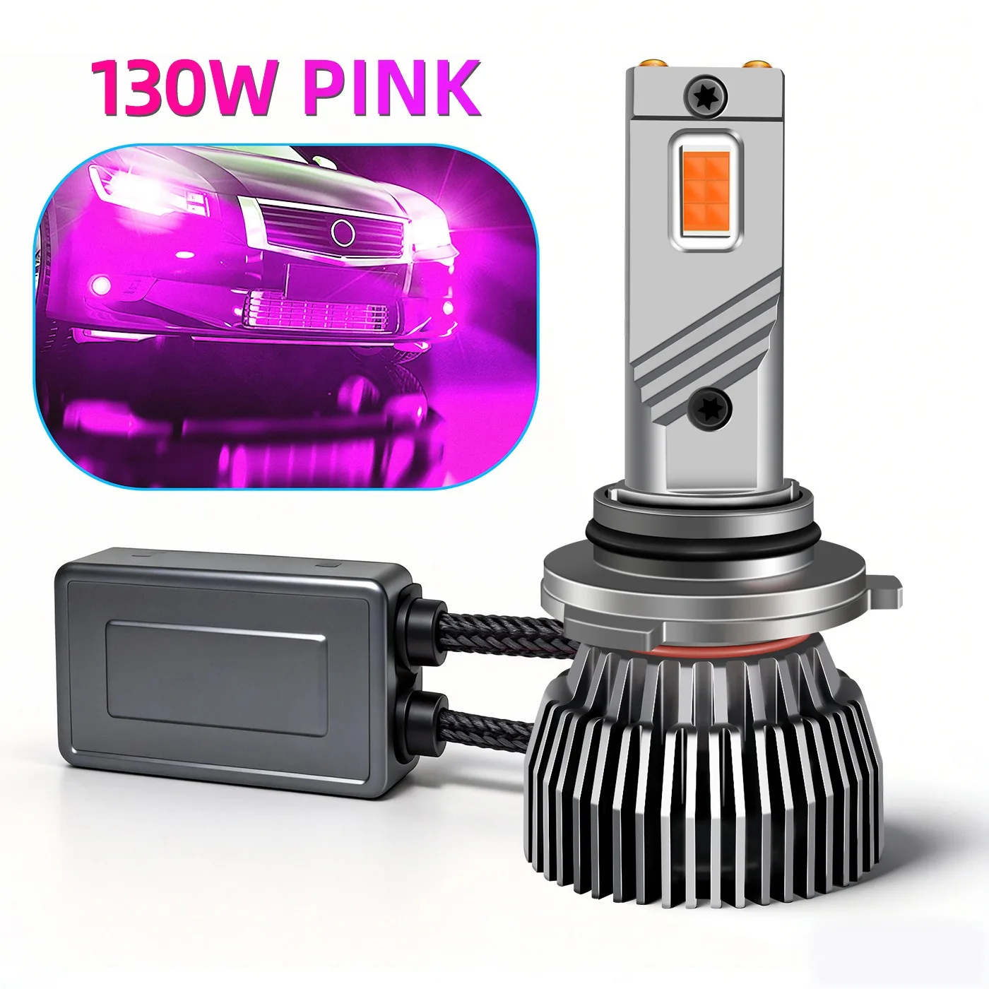 PSX24W H16EU PSX26W P13W LED 헤드라이트 전구 12V 130W 핑크 퍼플 라이트 안개등
