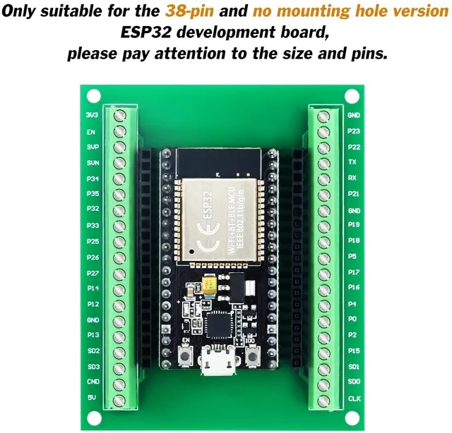 ESP-WROOM-32 Microcontroller Development Board ESP32 Expansion Breakout Board GPIO 1 into 2 for 38PIN Narrow Version - Image 3