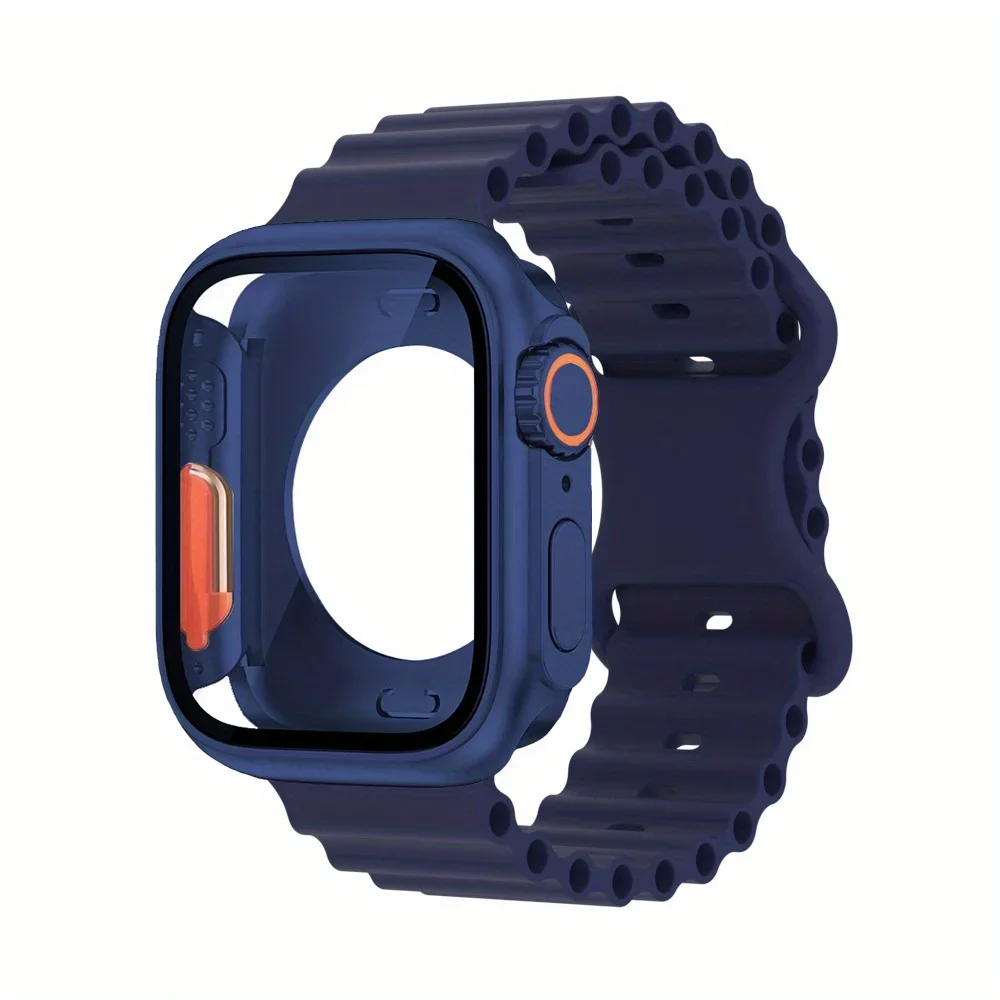 Premium Glass Case and Strap Set for Apple Watch with Screen Protection