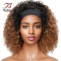 220% densité sans colle perruques de cheveux humains pour les femmes court bouclés bandeau perruque Ombre 1B 30 Jerry bouclés porter Go perruque gingembre brun Bobbi 1