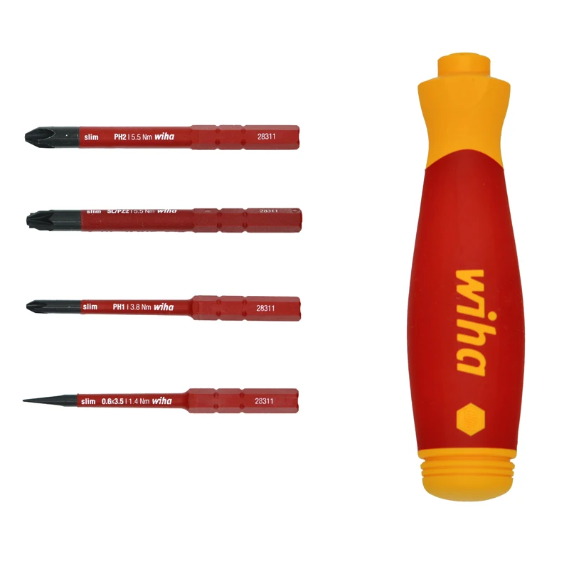 Wiha 45296 PocketMax VDE Screwdriver with Bit Magazine SlimBit