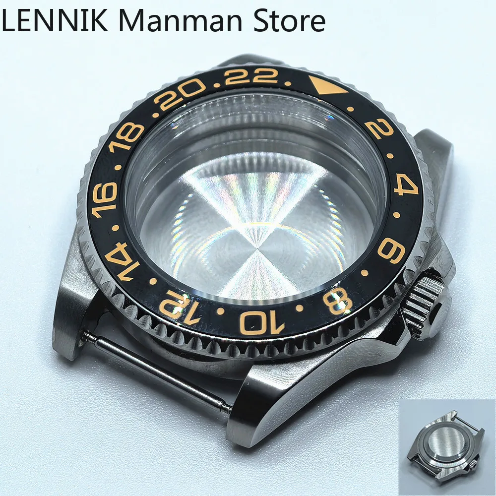40mm Black PVD Watch Case with Transparent Back Glass