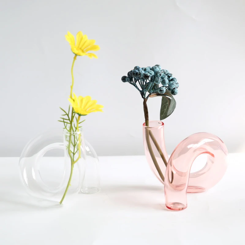 Shaped Clear Flower Vase Creative Twisted Glass Vase Candle Holders Wedding pieces Home Decoration Table Candlestick Holder 3