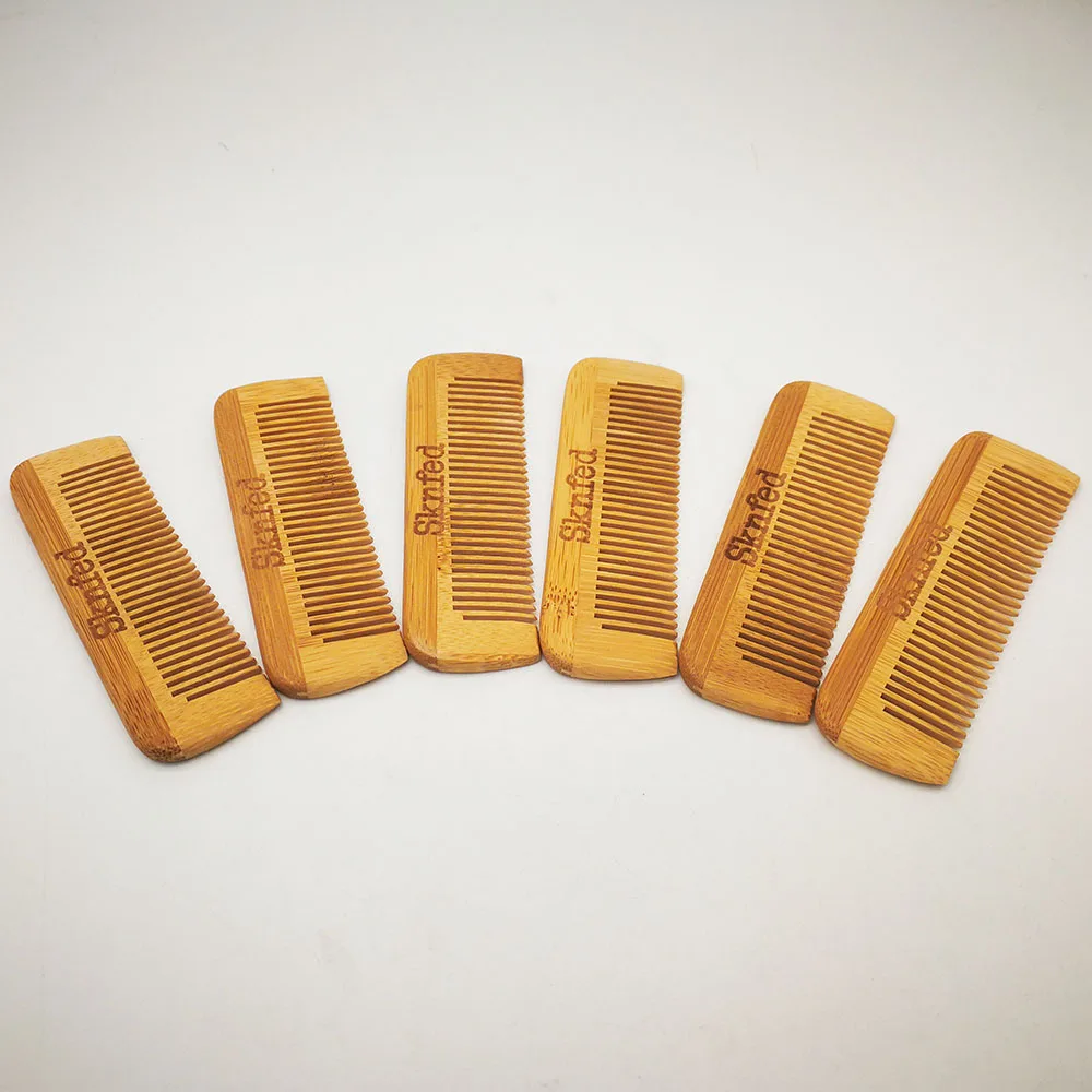 3 Pieces Mini Bamboo Comb with Custom LOGO  - Personalized Your Name Text Date - Portable Pocket Bamboo Beard Comb 2