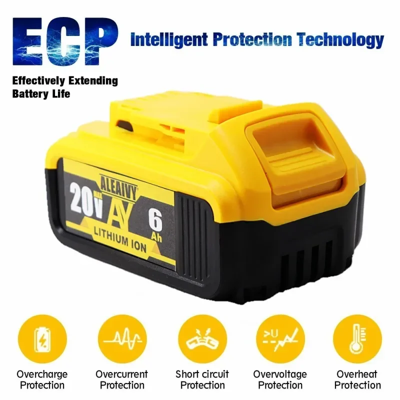 Power Tool Battery Genuine 6.0Ah 8.0Ah 18V 20 Volt MAX DCB200 Replacement Li-ion Battery for Dewalt DCB205 DCB201 DCB203 18650 Power Tool Batteries