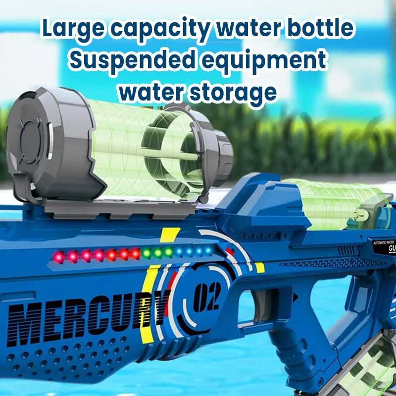 2024 NEW Summer Fully Automatic Luminous Water Blaster Gun，Electric Continuous Firing Water Gun，Pool Toy for Adult Kid Boy Gift 3