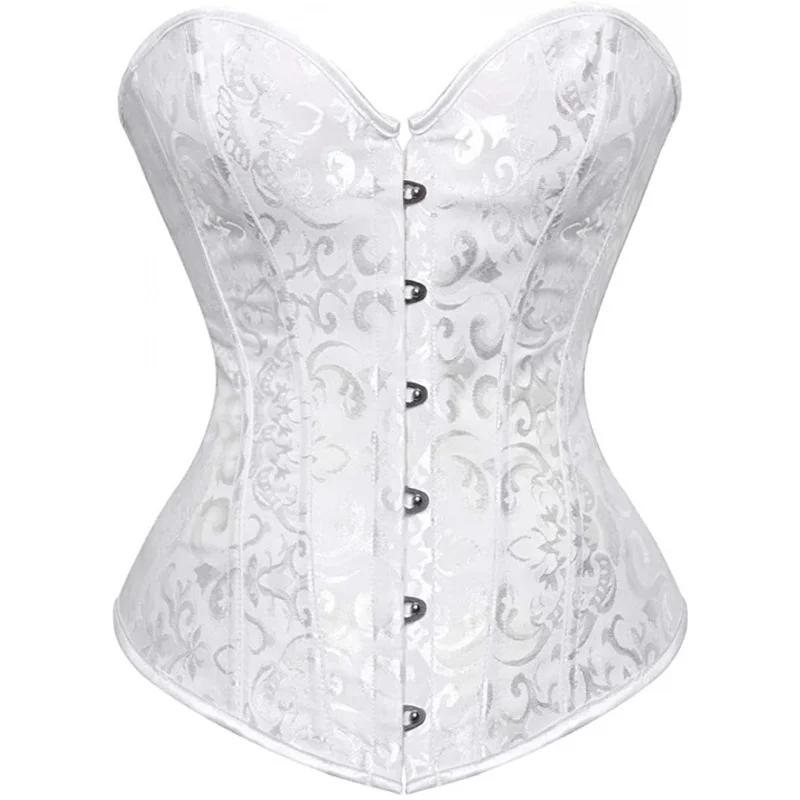 Corsets and Bustiers for Women Top Christmas Sexy Corselet Satin Overbust Brocade Vintage Plus Size Green Black White Red Cheap