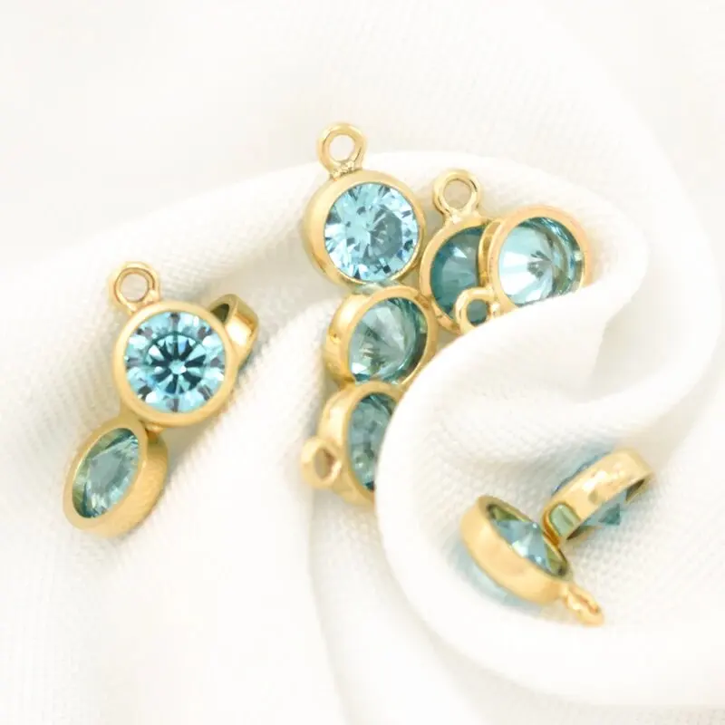 14K Gold gefüllter Geburtsstein Lünette Tropfen Charm 4MM Anhänger AAA Zirkon Charm für Halskette Ohrring DIY Schmuckzubehör Zubehör – Detail 20