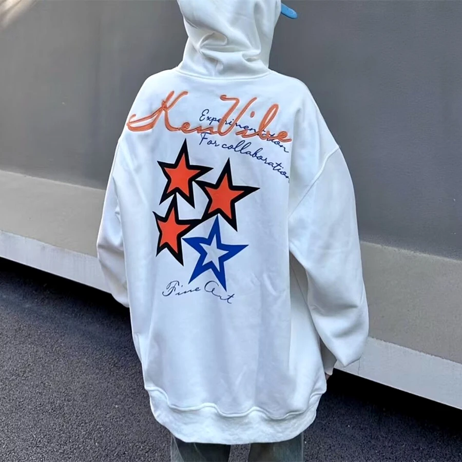 

Hip Hop Vintage Star Graphic Sweatshirt Hoodie Mens Oversized Fashion Long Sleeve Pullover Streetwear Winter Tops Casual Loose