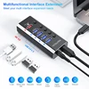 RSHTECH USB Hub 4 Port USB 3.0 Data Hubs 5Gbps Syncing Data Transfer Support Fast Charging Aluminum USB Splitter with Switches 2