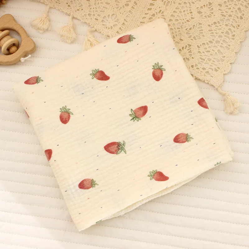 Soft Breathable Cotton Muslin Baby Swaddle Blanket with Cute Cartoon Print