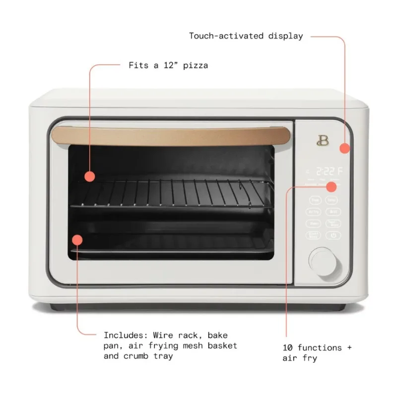 6 Slice Touchscreen Air Fryer Toaster Oven, White Icing by Drew