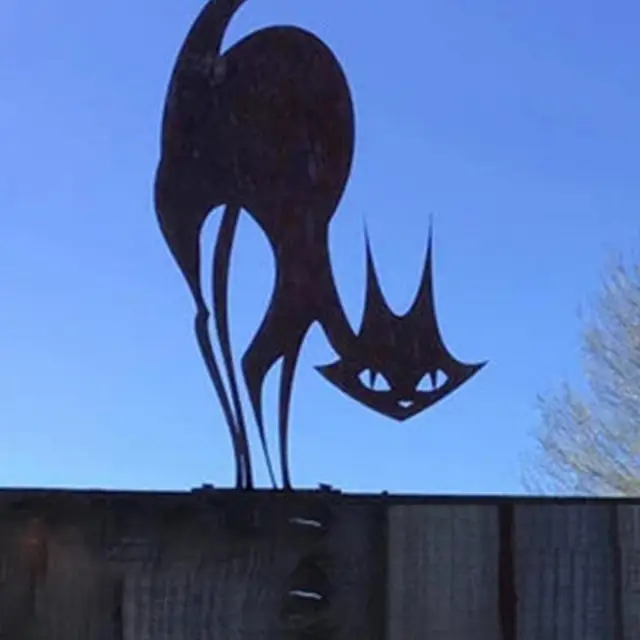 Halloween Kerti Macska Szobor Fém Alak Titokzatos Dekoráció Tartós Deformációs Ellenállás Dísz Az Udvarra - Image 5