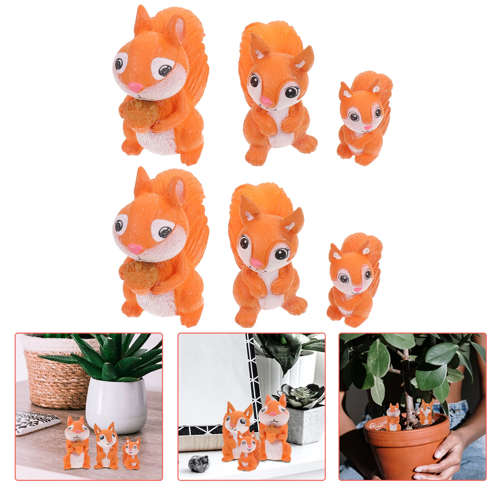 

6 Pcs Mini Squirrel Statue Decor Ornament Desktop Animal Miniature Decorations Figurine Statues Figurines Pvc Shaped for Home