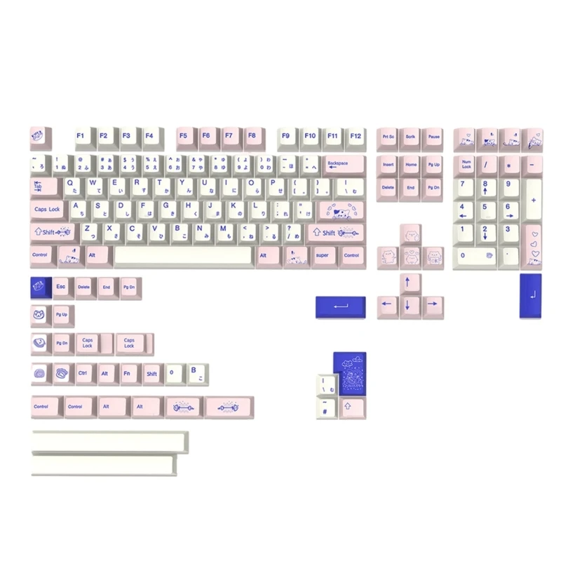 

145Keys Keycaps Pussycat Theme Keycap Set Thick PBT Gift for Gamers and Typists