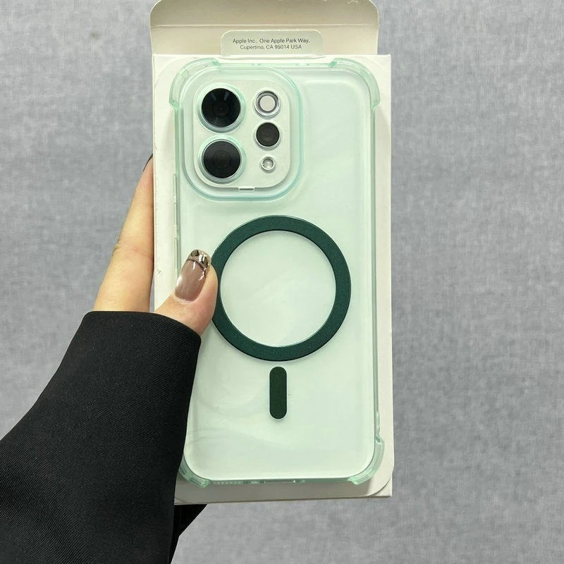 Advanced Four-Corner Anti-Shock Translucent Phone Case with Wireless Charging Compatibility