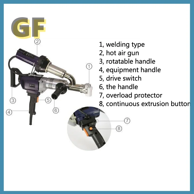 EX2 Plastic Welding Torch 3000W Extrusion plastic welding machine 220V Overload protection Extrusion amount PE/PP 1.5-2.2kg/h 2