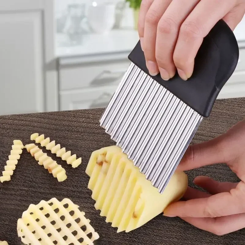 Potato Cutter Chip French Fry Maker Stainless Steel Wavy Knife French Fries Chopper kitchen Knife Chopper Fry Maker Tools potato cutter
