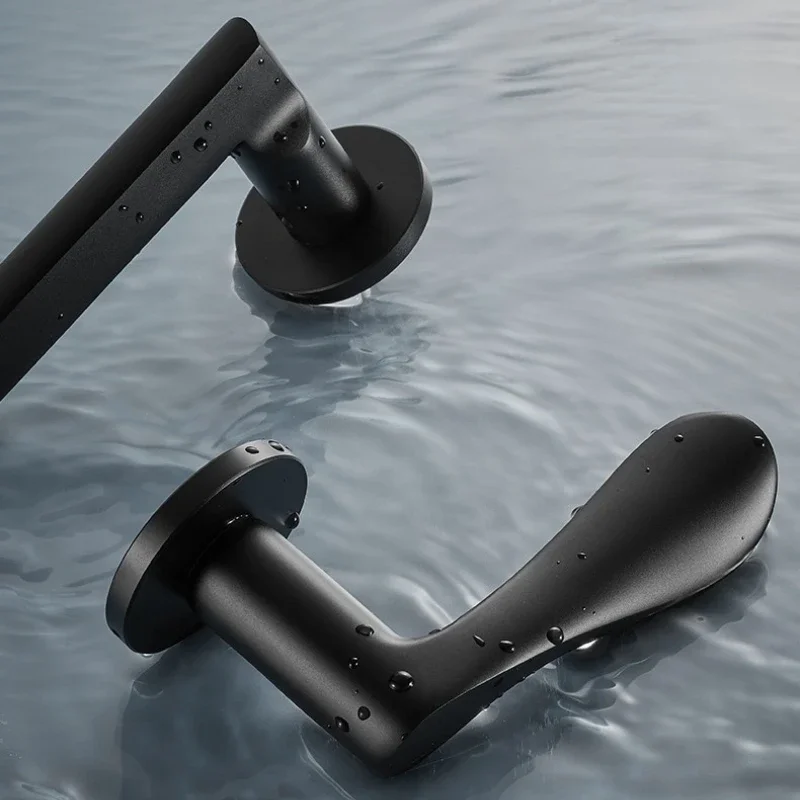 1 Pair Handle 304 Stainless Steel Door Handle Tube Hollow Spray Paint Frosted Black Round Cover Split Right Angle Door door handles