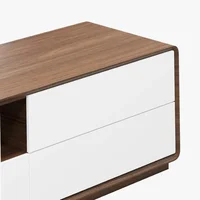 Solid Wood TV Stand| 70.87" Modern Entertainment Center with Storage|Walnut and White Media Console Fully-Assembled Open 2