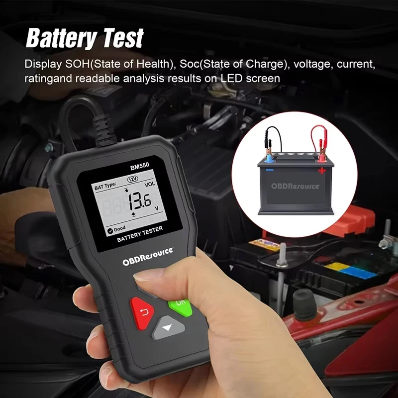 BM550 Car Battery Tester 6V 12V 24V 100-2000 CCA Auto Battery Analyzer Battery System Detect Tool Battery Testing Tool Hot Sale