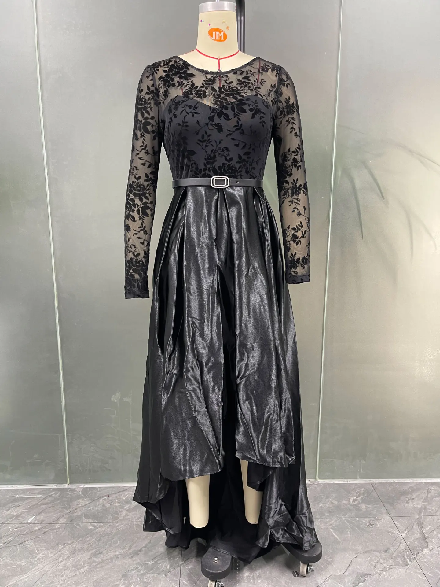 

Elegant Evening Dress Women Mesh Patchwork Party Long Gown Even Long Robe Femme Formal Maxi Vestido