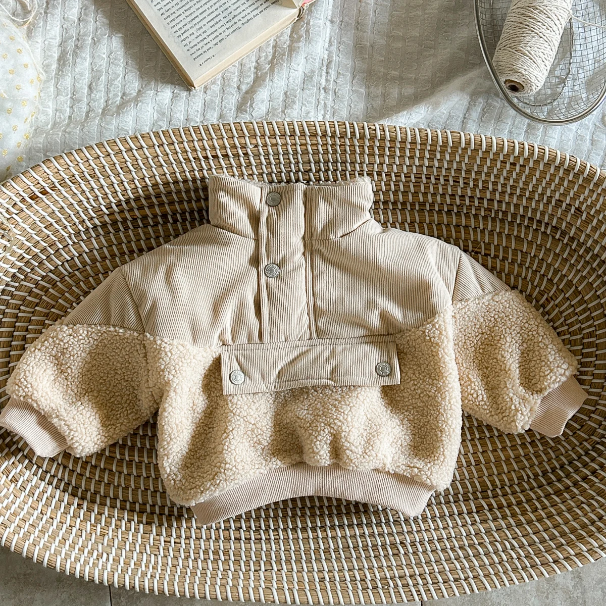 Winter Baby Cotton Coat Solid Warm Infant Suit Fleece Boys Girls Baby Clothes Long Sleeve Zip Up Sports Top Padded Clothes