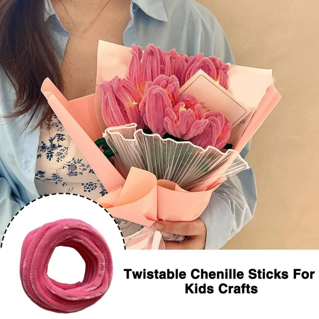 1 Set Pipe Cleaners Crafts Flexible Bendable Wire Colorful Chenille Stems  DIY Tulip Bouquet Making Kit Kids Girl DIY Flower Art - AliExpress