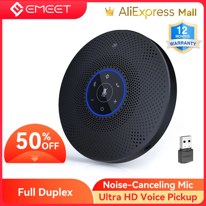 블루투스 스피커폰 회의 USB 스피커, EMEET M2 Max 전문 스피커 전화 4 마이크 비즈니스 통화/홈 오피스