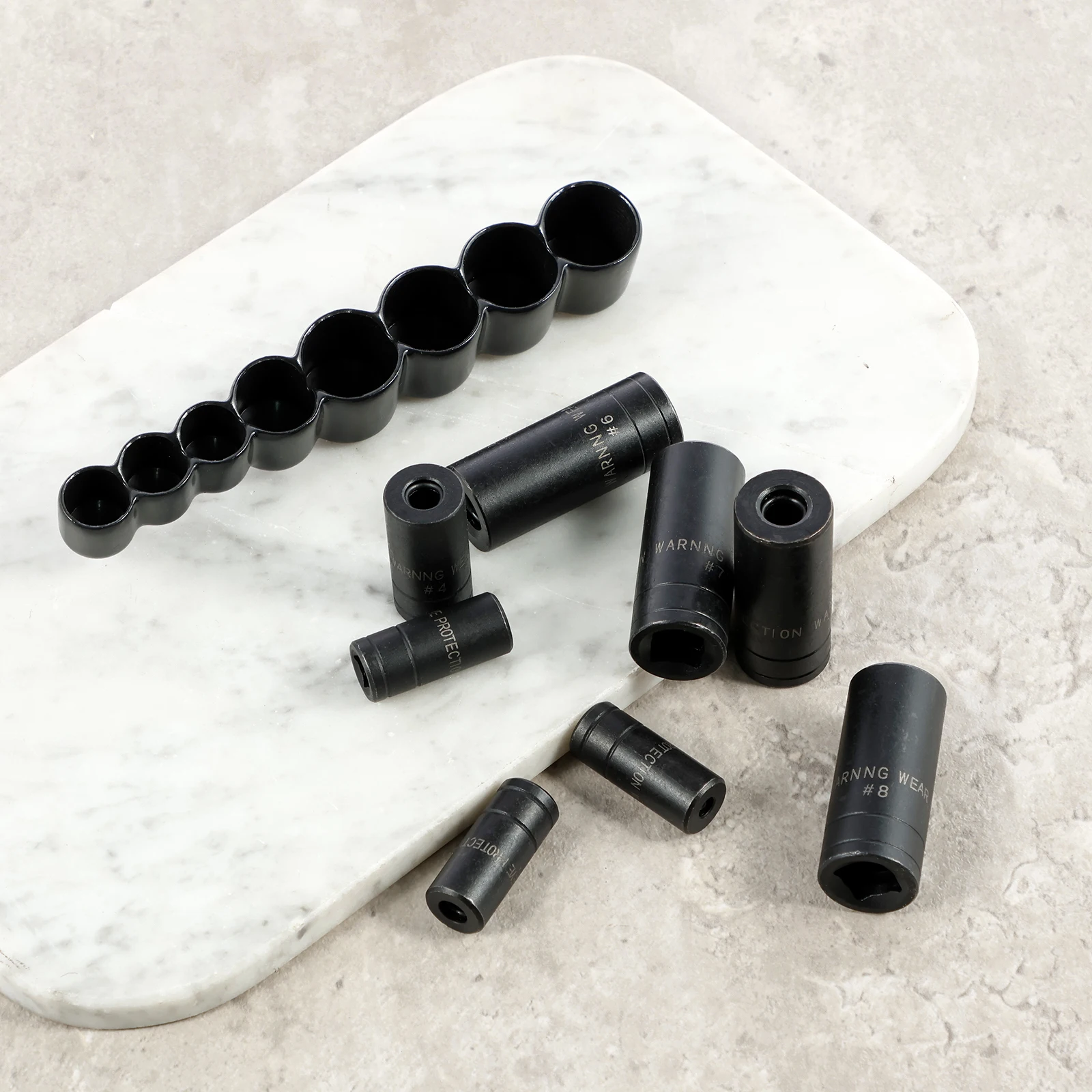 8-teiliges Gewindebohrer-Steckschlüssel-Set, 1/4 Zoll und 3/8 Zoll Antrieb, Gewindebohrer-Halter, Steckschlüssel-Set mit Steckschlüsselhalter für enge Räume, fraktionierter MCTI-Standard – Detail 7