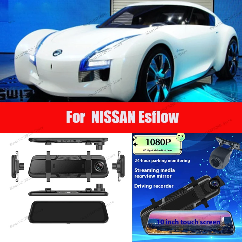 

For NISSAN Esflow 4K WIFI GPS Car Dvr Mirror Dash CamDual Lens Dashcam Drive Recorder Stream RearView Mirror IPS Screen Camera