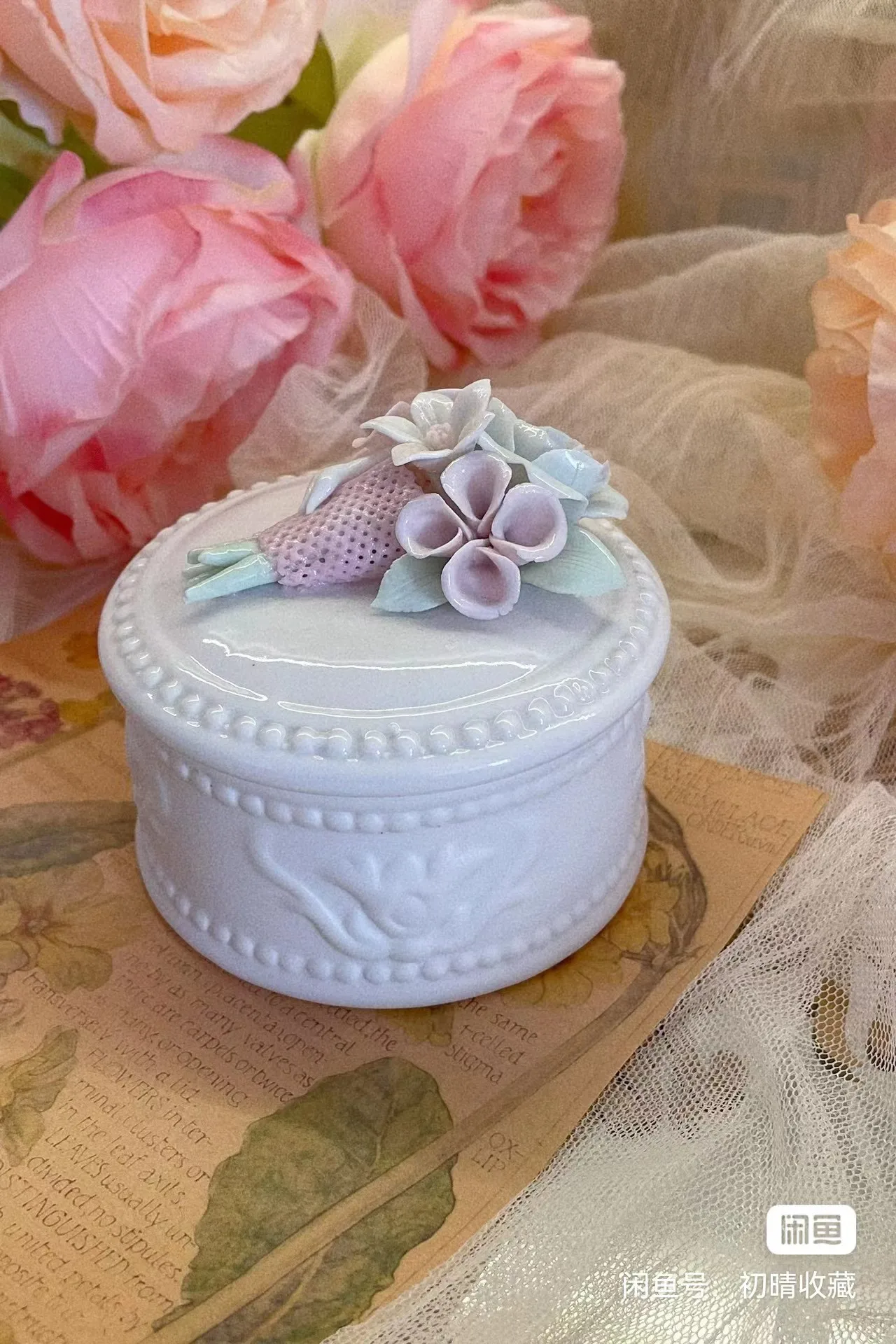 Ceramics Flower Jewelry Storage Box Travel Organizer Jewelry Case Storage Earrings Necklace Ring Jewelry Organizer Display 3