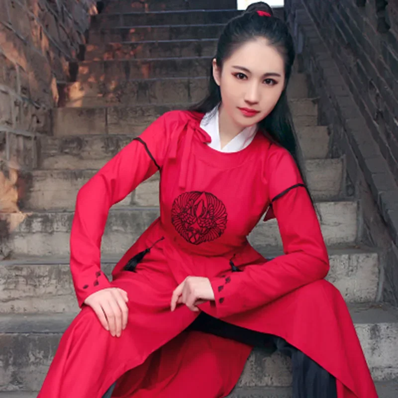 

Ancient Chinese Costume Tang Dynasty Ethnic Long Sleeve Hanfu Folk Dance Robe Chinese Traditional Stage Performance Outfit