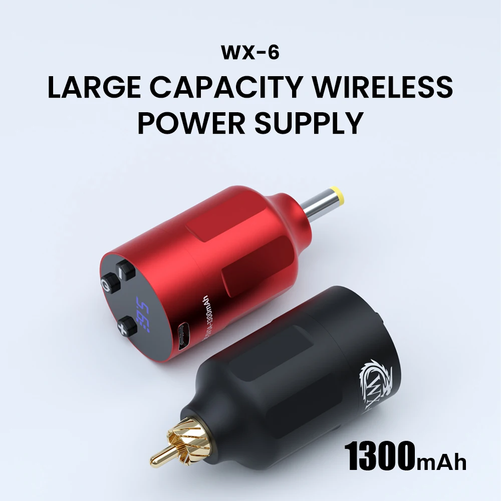 WX-6 Wireless Tattoo Power RCA/DC Socket 1300MA Portable Rechargeable Battery HYlab Tattoo Supply