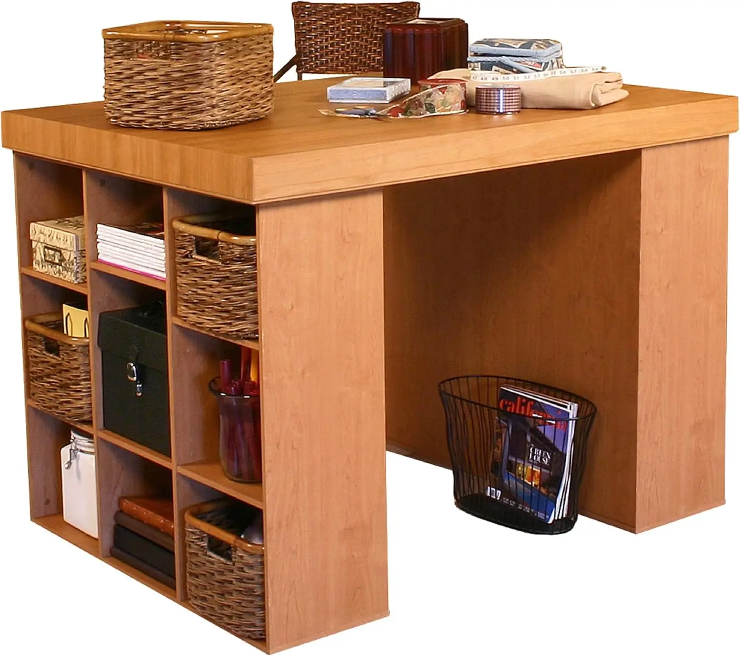 Description Picture 4 of itemBookcases Project Center Desk with 2 Bookcase Sides Organize All Your Projects & Hobbies 41"D x 55"W x 38.5"H Oak