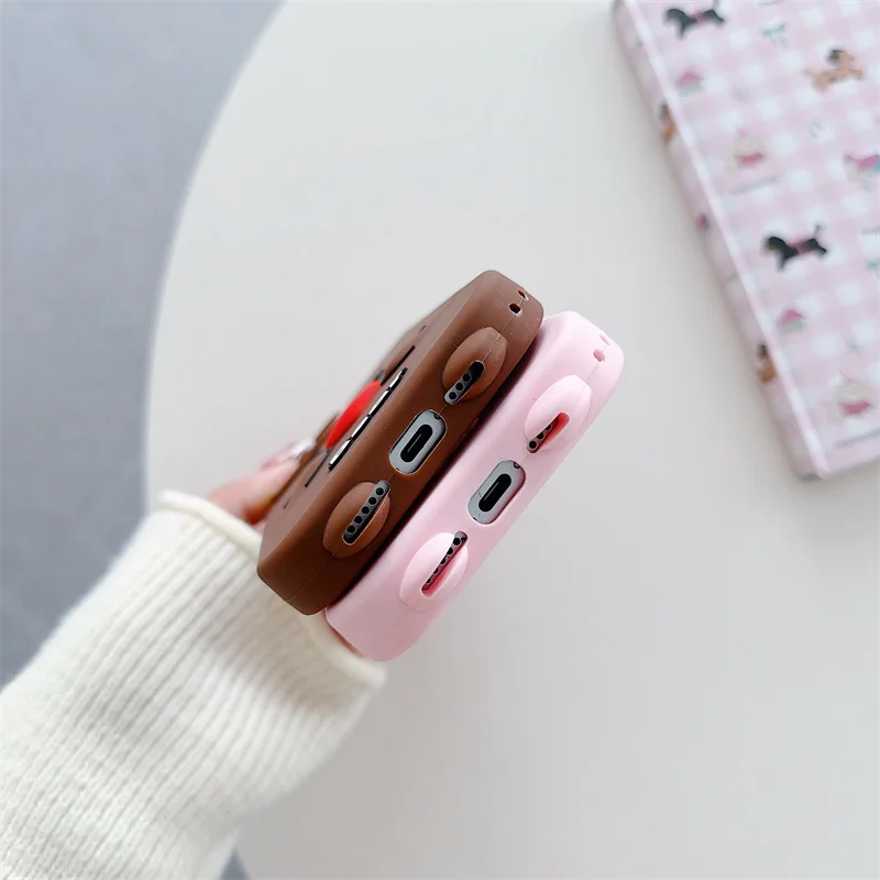 3D Cute Bear Cartoon Shockproof Soft Silicone Phone Case