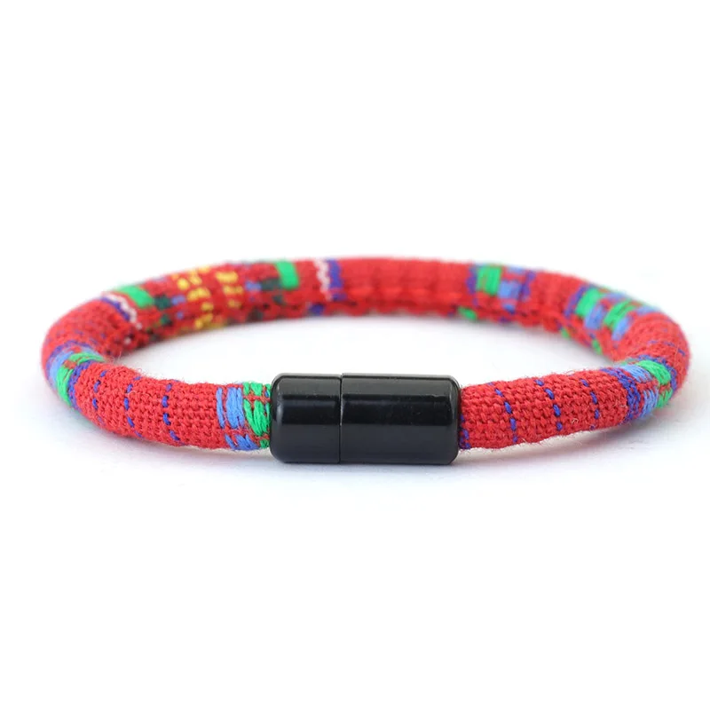 Bohemian Magnetic Clasp Cord Bracelet - Ethnic Friendship Jewelry