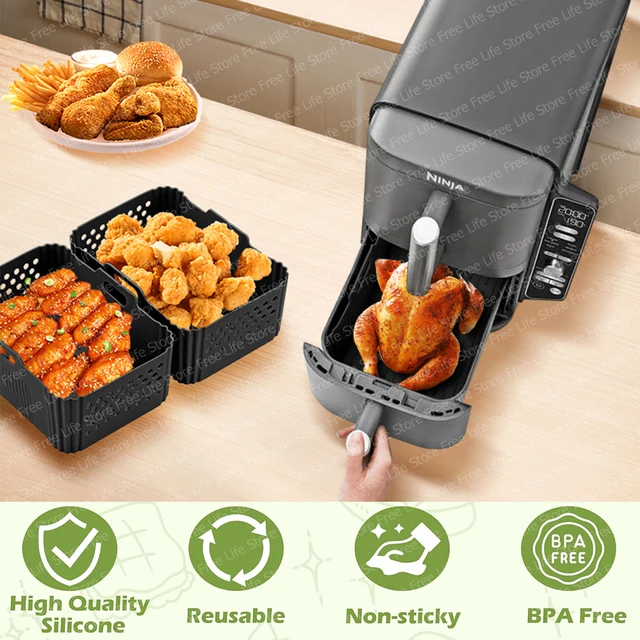 Kit Accessoires Silicone Pour Air Fryer Ninja AF300EU/AF400EU - Moules, Grille, Brochettes - Compatible 7.6L-9.5L