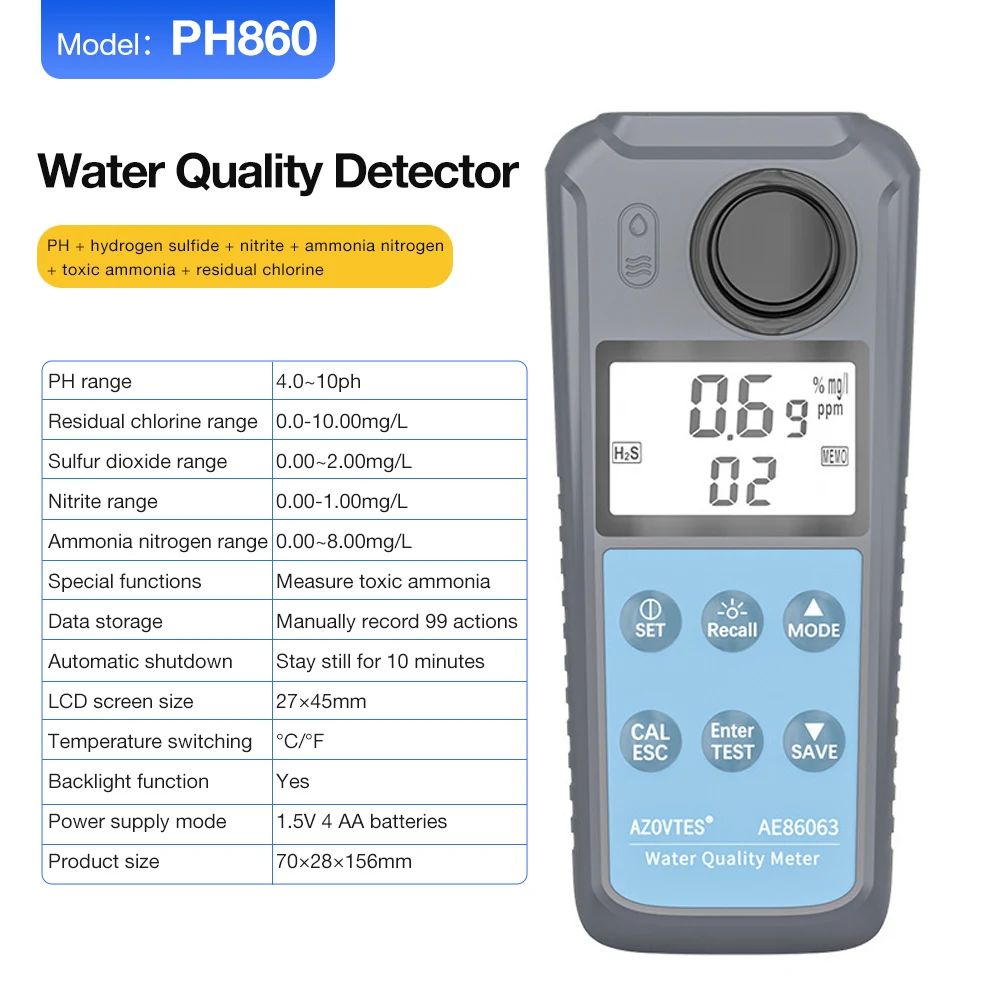 AE86063 Meter Hydrogen Sulfide Residual Chlorine Meter