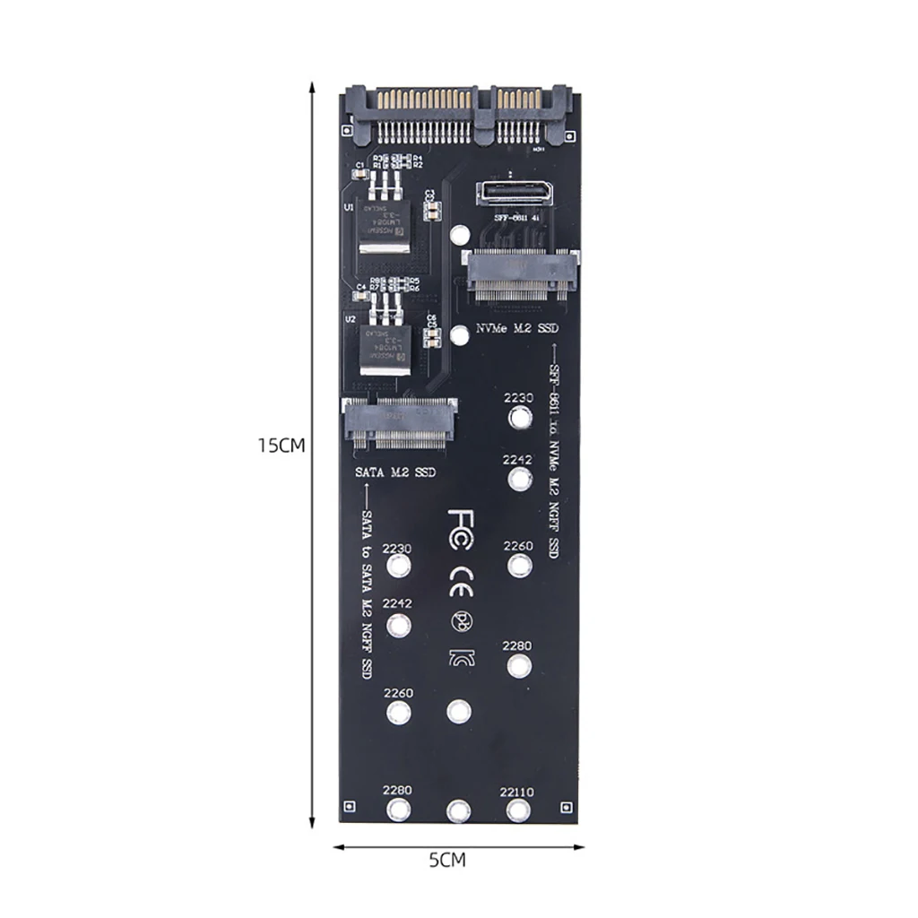 M.2 SSD 확장 카드, NVMe SSD에서 PCI-e SFF-8611 PCIe M2 어댑터 컨버터, NGFF SATA M.2 SSD에서 SATA 라이저용, 2 in 1 M.2
