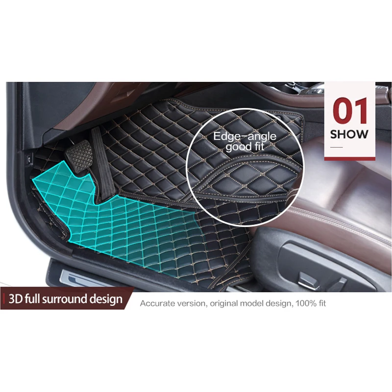 3D 맞춤형 방수 가죽 자동차 바닥 매트, 미쓰비시 100%, 모든 모델 Asx Outlander Lancer 10 Pajero 스포츠 자동차 액세서리