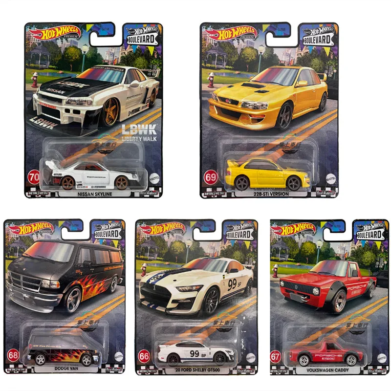 2023 Hot Wheels Premium Boulevard 14 66-80 Subaru Skyline Lbwk Ford Shelby Gt500 Volkswagen Caddy 1:64 Diecast Car Toy Gift