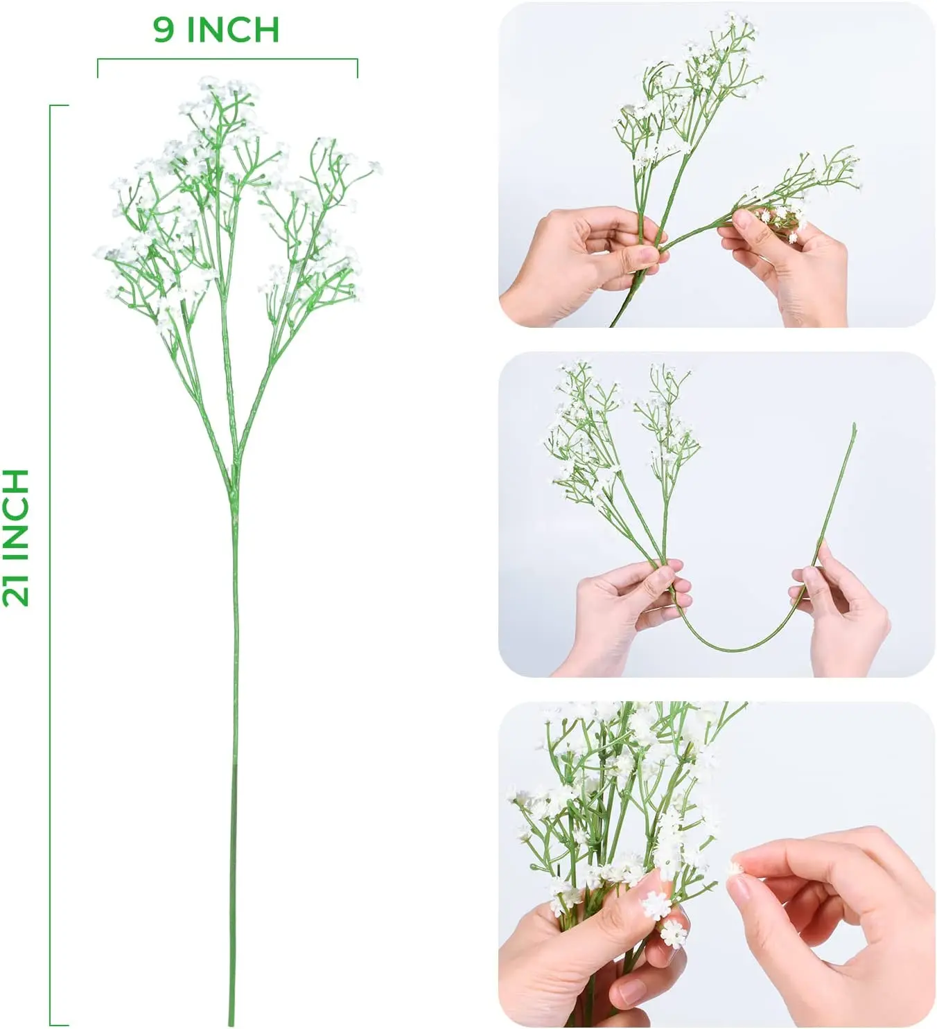 90Heads 52cm Babies Breath Artificial Flowers Plastic Gypsophila DIY Floral Bouquets Arrangement for Wedding Home Decoration