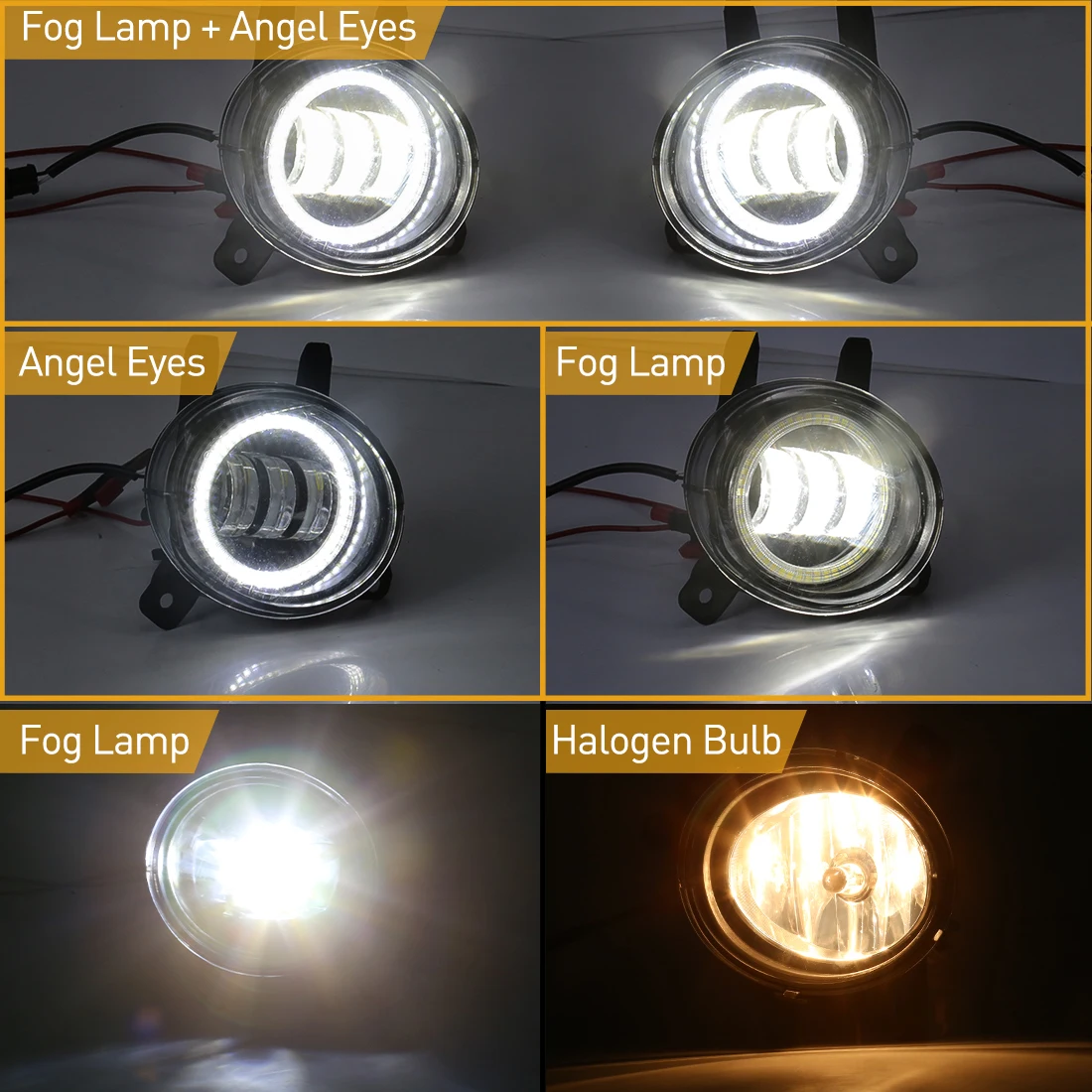 Feux Antibrouillard Avant LED Pour BMW F20 F21 F22 F23 F30 F31 F32 F34 GT F35 - Avec Yeux D'ange, 12V