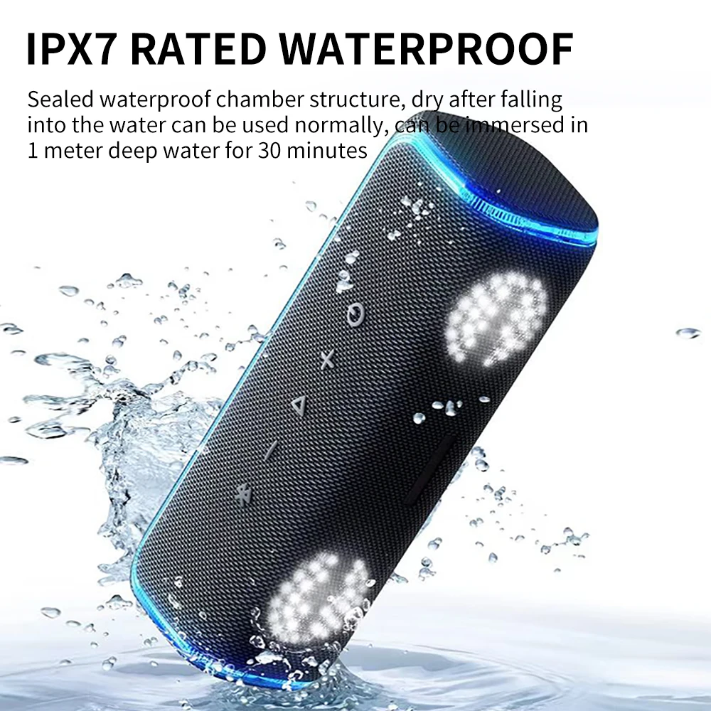 

40W Bluetooth Speaker Outdoor IPX7 Waterproof RGB Loudspeaker TWS Stereo Surround Subwoofer Handsfree Call Sound Effect Switchin