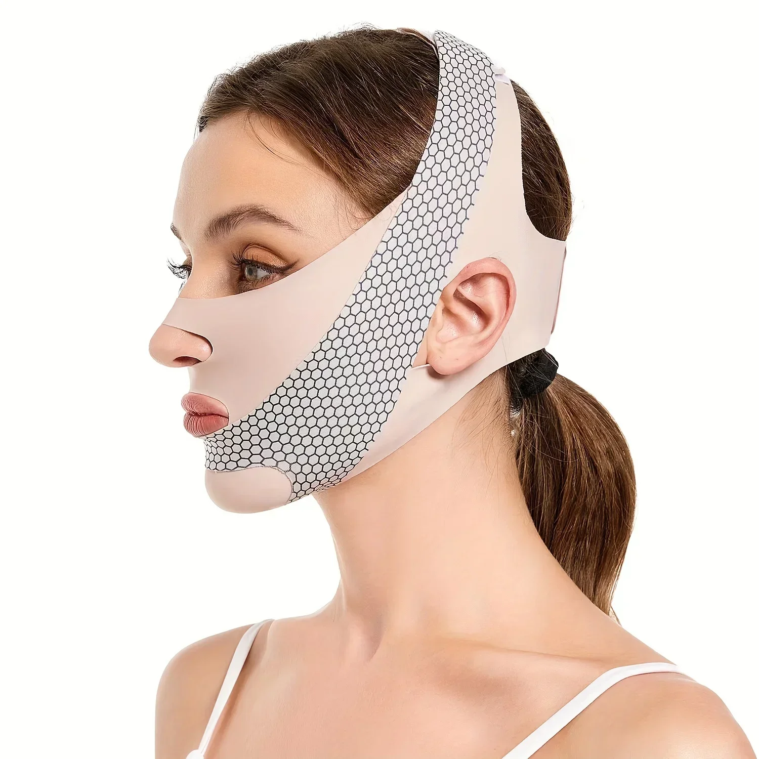 Face Slimming Bandage V Line Face Shaper Face Lifting Belt Anti Wrinkle Facial Massage Strap Double Chin Reducer Skin Care Tools — Color: Pink