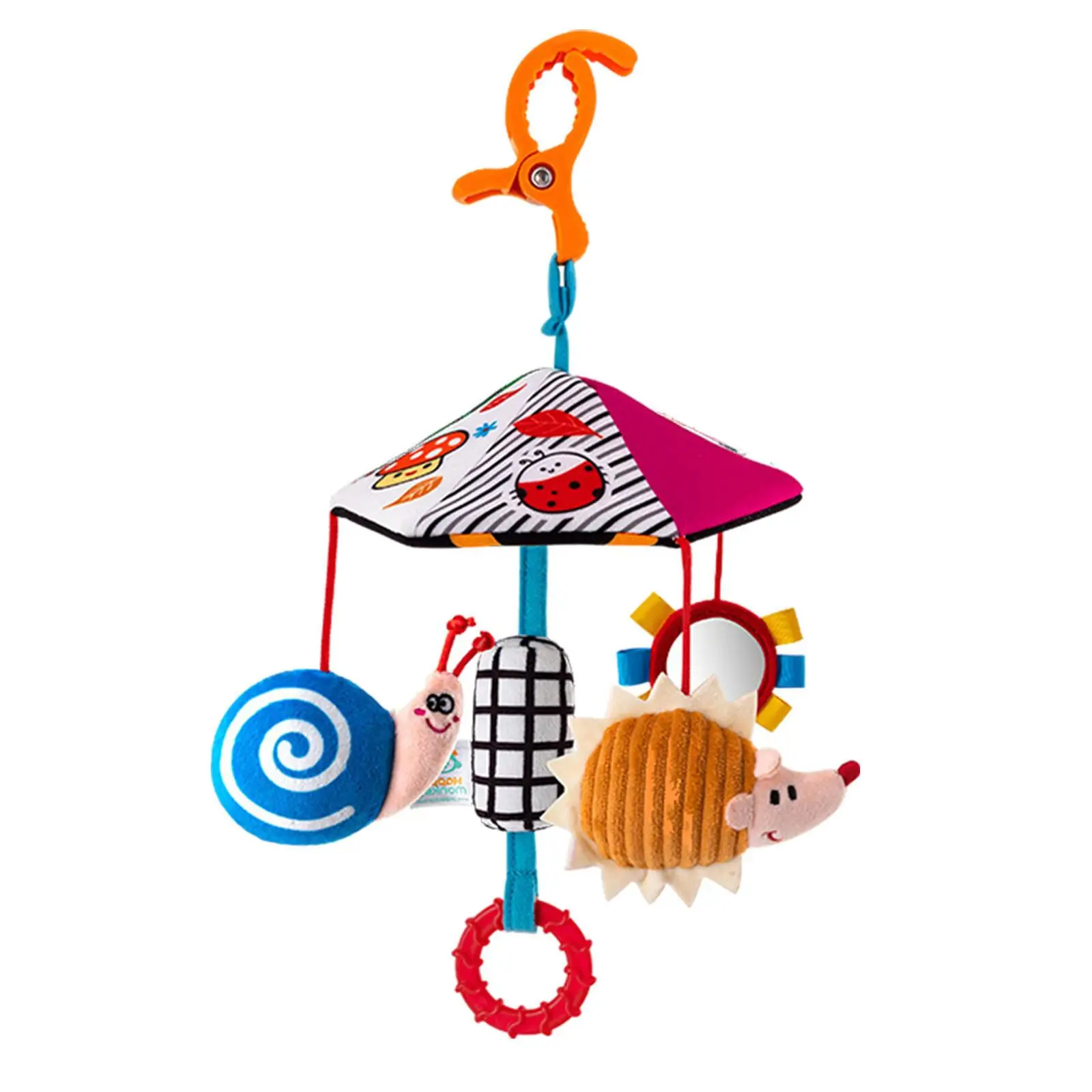 Baby Color Plush Umbrella Wind Chime Baby Bed Bell Visual Inspiration Baby stroller pendant Wind Chime Comfort Toy