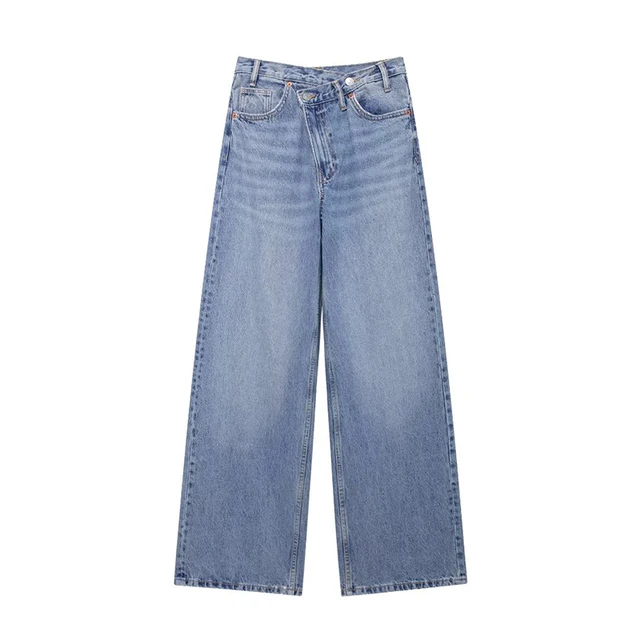 Willshela femmes mode Denim solide avant fermeture éclair pantalon droit jean Vintage taille haute pleine longueur femme Chic dame pantalon 2