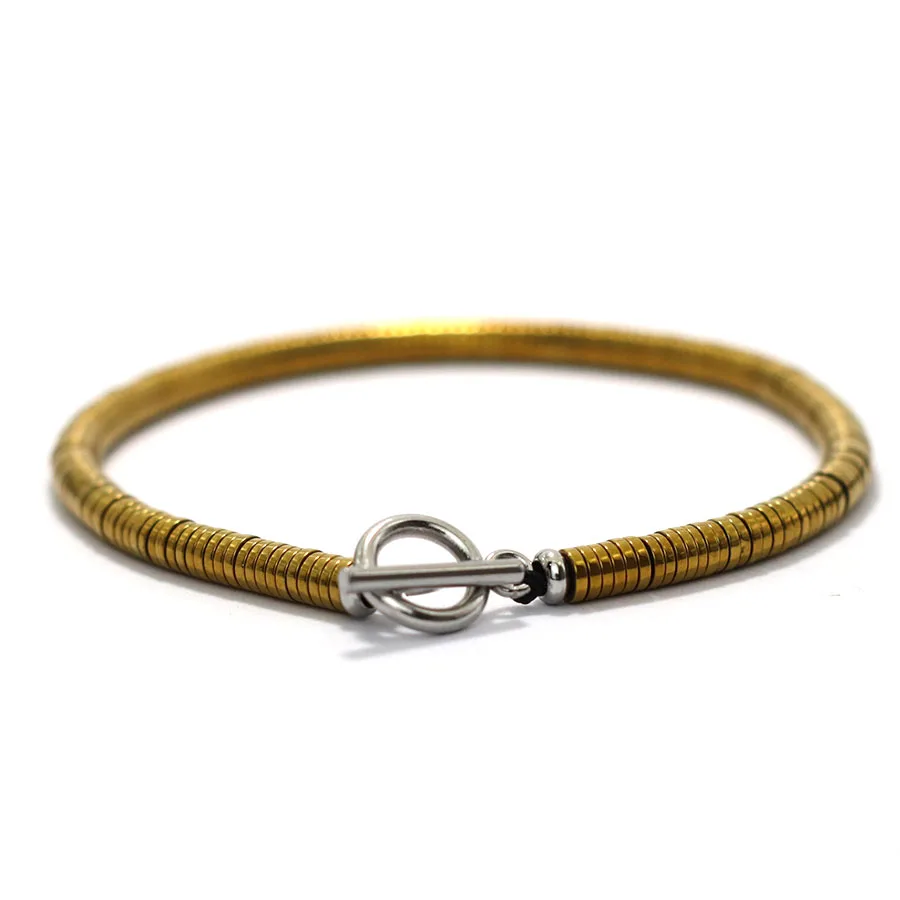 Hematite Stone Men Bracelet Gold Silver Color